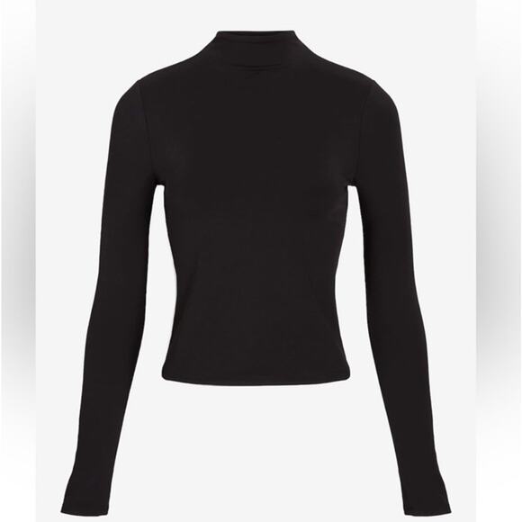 Express Body Contour High Compression Mock Neck Long Sleeve Size Large Black - Picture 7 of 7